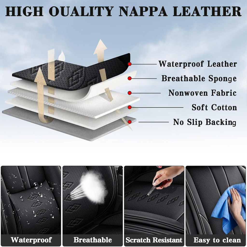 Leather Seat Covers for Lexus TX 500h 2024 2025,Premium Car Seat Covers Front Set,Waterproof Car Seat Protectors with Airbag,Comfort Interior Cover Seats for Cars(Black)