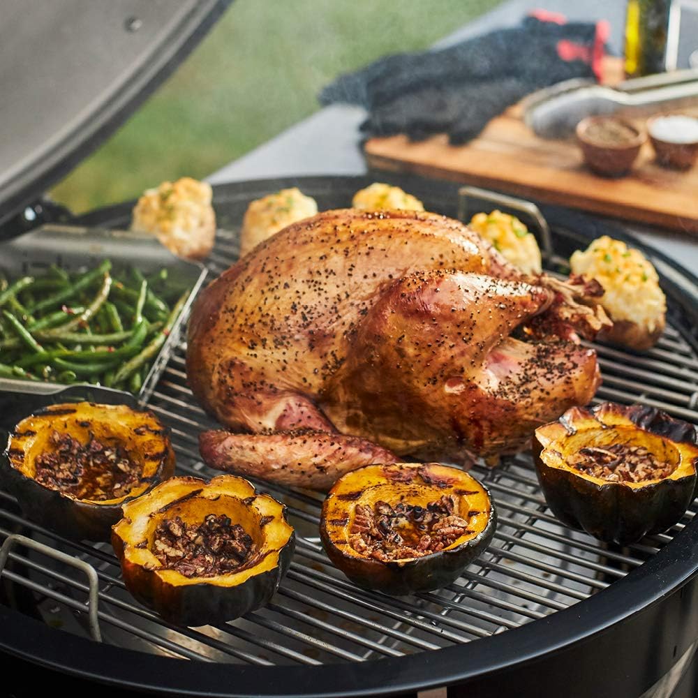 Weber Summit® Kamado E6 Charcoal Grill, Black – Dual‑Walled Insulated Steel Kamado with 24' Cooking Area, Porcelain‑Enameled Kettle & One‑Touch Cleaning System