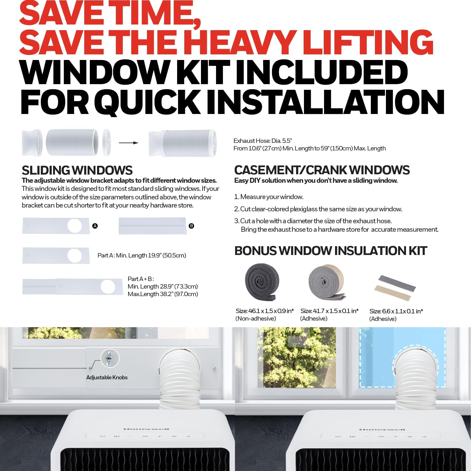 Honeywell 13,500 BTU Slim Portable AC with Fan, Dehumidifier, Remote Control – Cools Up to 660 Sq. Ft., HX4CESAWG0 (10,000 BTU SACC)