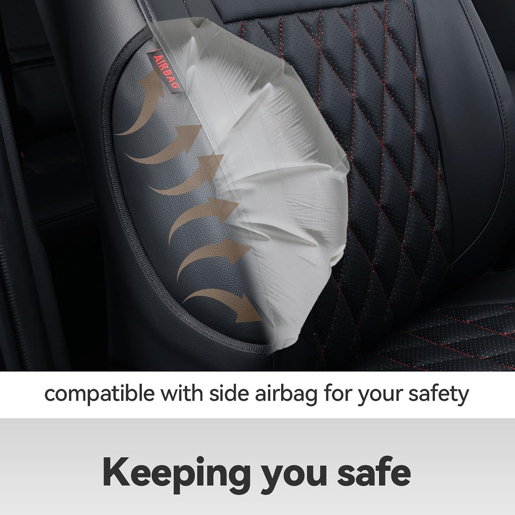 coverdream Tacoma Seat Covers Custom Fit for 2005-2011 Toyota Tacoma Double Cab/Crew Cab (Regular Seats),Fully Covered Faux Leather Seat Protector-Full Set(Black & Diamond)