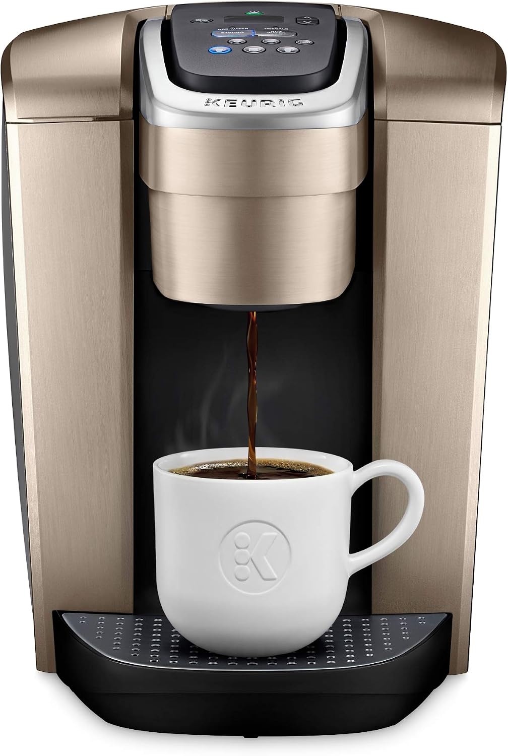 Keurig K-Elite Coffee Maker, Single Serve K-Cup Pod Coffee Brewer, Brushed Gold & 3-Month Brewer Maintenance Kit Includes Descaling Solution, Water Filter Cartridges & Rinse Pods, 7 Count