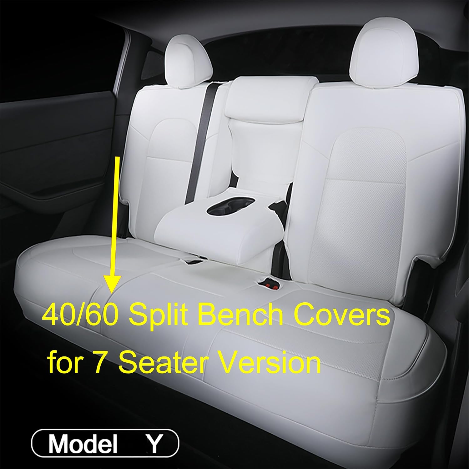 Custom Fit for Tesla Model Y 7 Seater Version the First and Second Row Car Seat Cover Original Synthetic Napa Leather Protector for 2020 2021 2022 2023 2024 (7 Seat 2 Rows Napa Brown)