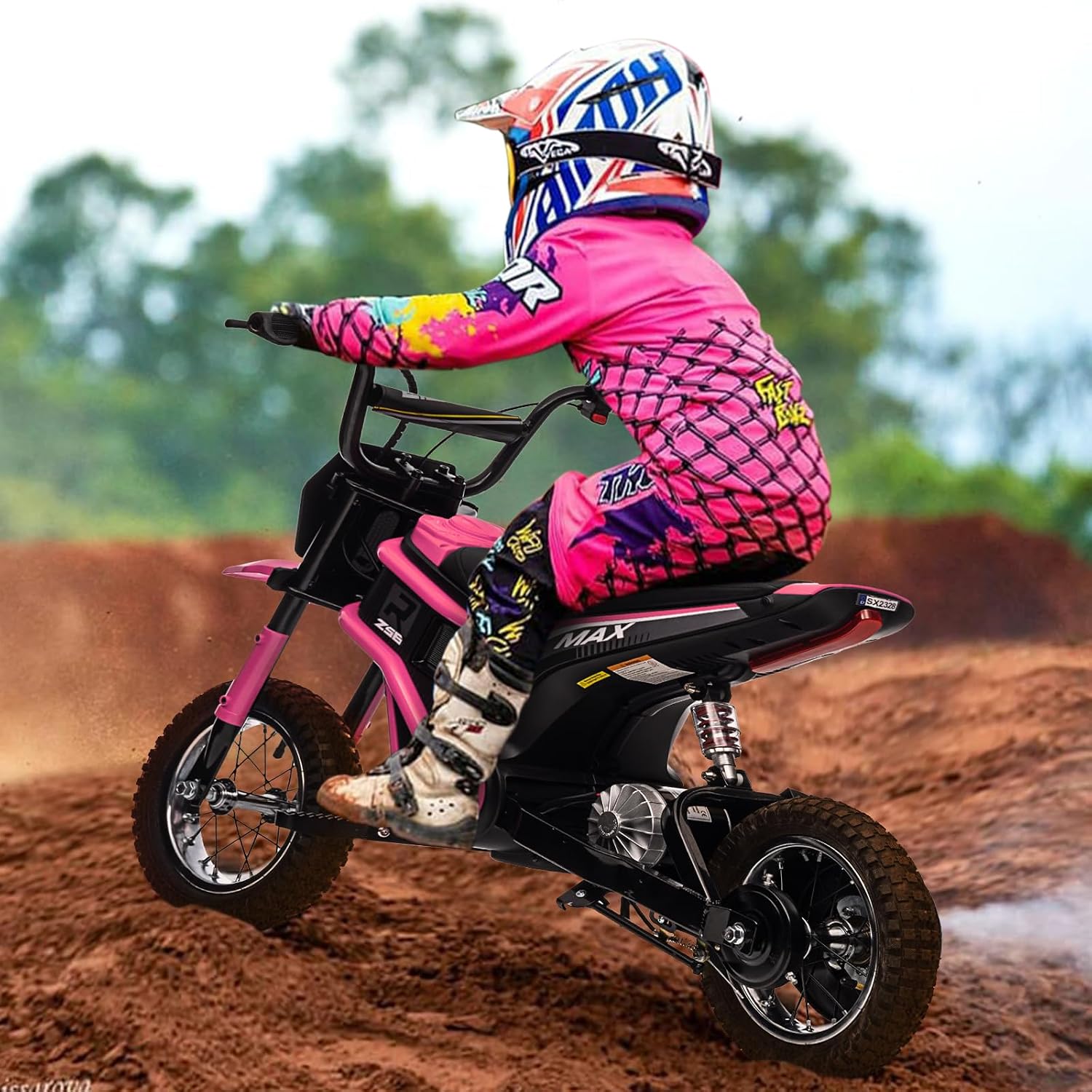 24V 350W Electric Dirt Bike for Kids – 3-Speed Modes, 14.29MPH Max Speed, ASTM-Certified Safe Motorcycle with Shockproof Suspension, Best Gift for Boys & Girls