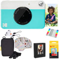 KODAK Printomatic Full-Color Instant Print Digital Camera Colorful Photos On Zink 2x3' Sticky-Back Photo Paper 5MP Gift Bundle: Case + Zink 2x3' 20pk + Album + Stickers + Frames + Markers - Blue