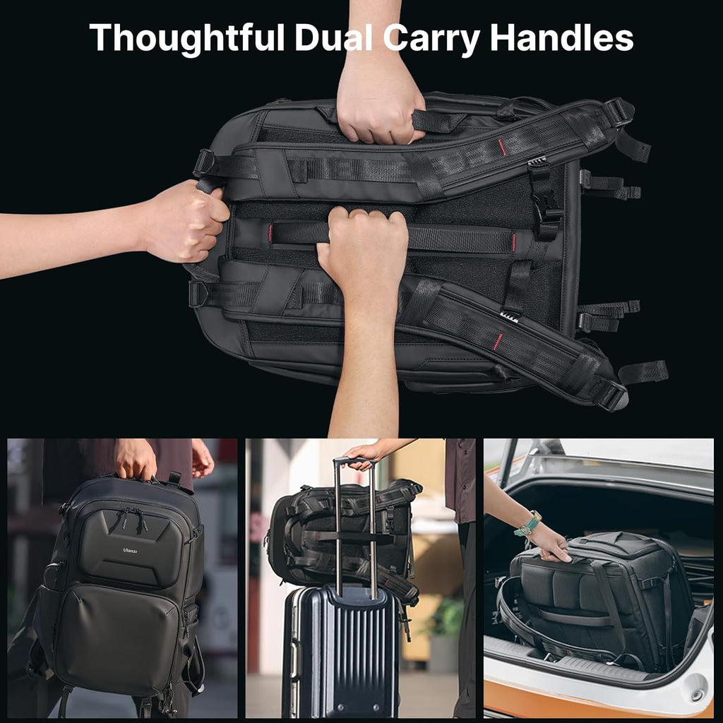 ULANZI BP10 35L Hardshell Camera Backpack, Professional Splash-proof Photography Camera Case Anti Theft Travel f Photographers Unisex Drone DSLR Mirrorless Camera Lens Tripod Holder 17'' Laptop Black