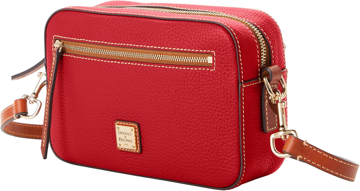 Dooney & Bourke Women's Camera Zip Crossbody in Pebble Grain Leather, Small Handbag with Adjustable Shoulder Strap