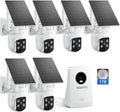 Solar Security Cameras Wireless Outdoor, 4MP Solar Powered, 6 Cam kit, Color Night Vision, 360° PTZ, 1TB HDD Local Recording, No Monthly Fees