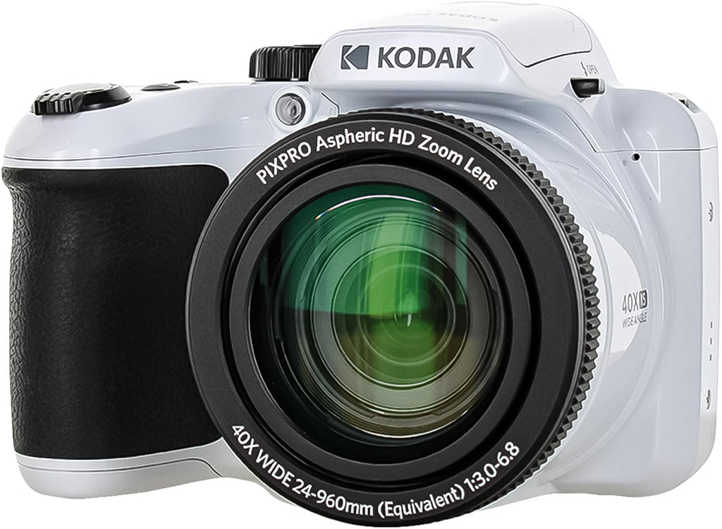 Kodak Pixpro AZ405 Digital Camera (AZ405WH) Bundle Including: 64 GB Memory Card, Rechargeable Batteries, Case, Neck Strap, Lens Caps, Full Cleaning Kit, Card Reader, Card Wallet, USB Cable, Cap Keeper