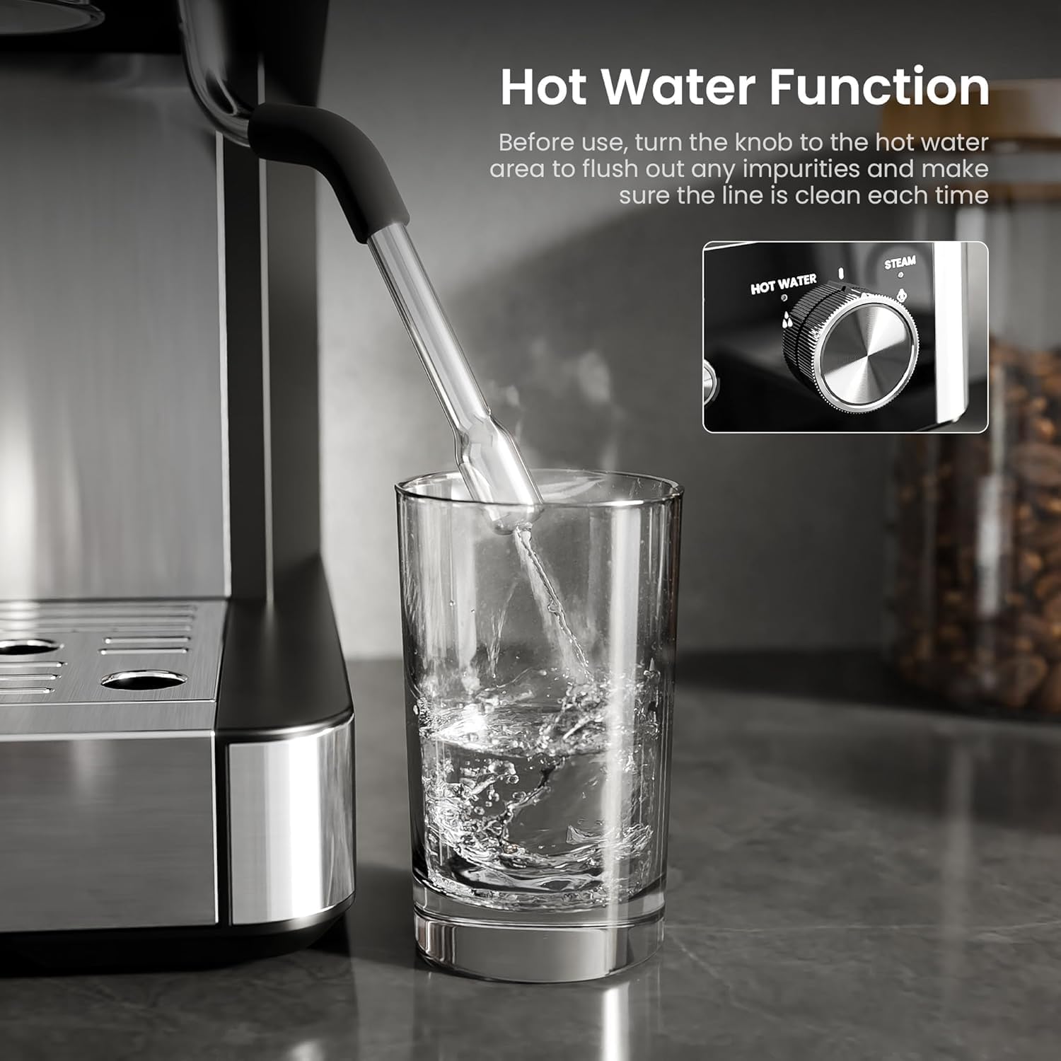Kismile 15 Bar Espresso Machines with Grinder, Professional Espresso Maker with Removable Water Tank, Milk Frother Steam Wand for Latte&Cappuccino,Hot Water Function for Home