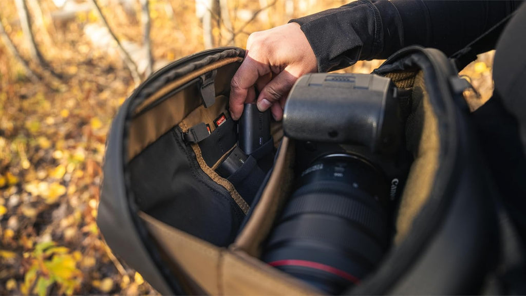 NOMATIC McKinnon Camera Sling 5L: Compact Camera Bag for Photographers with Quick Access, Secure Gear Storage, Lightweight Crossbody Design & External Straps for Easy Tripod Attachment