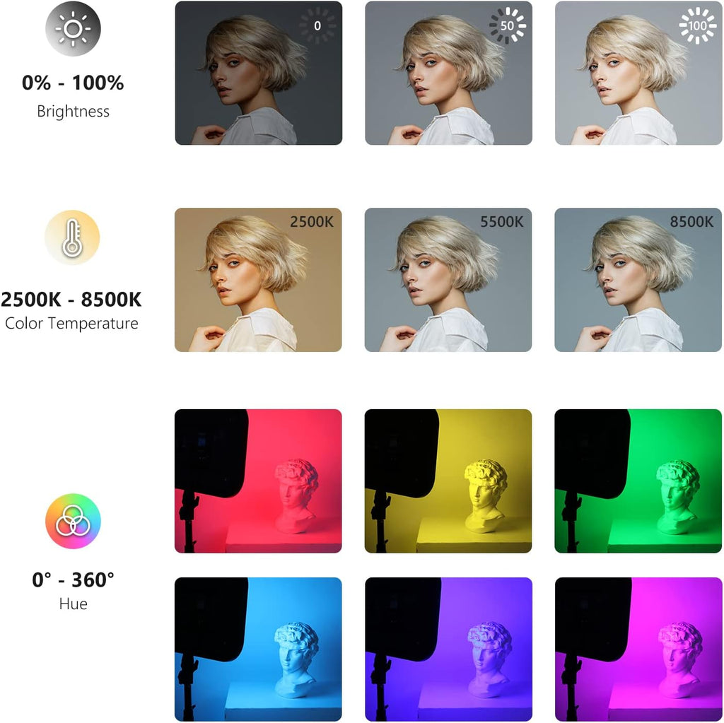 NEEWER RGB168 18.3' RGB LED Video Panel Light with App Control, Bluetooth, 2 Pack Tripod Stand Kit, 60W/360° Full Color/2500-8500K/CRI97+, Studio Photography/YouTube/Game Streaming