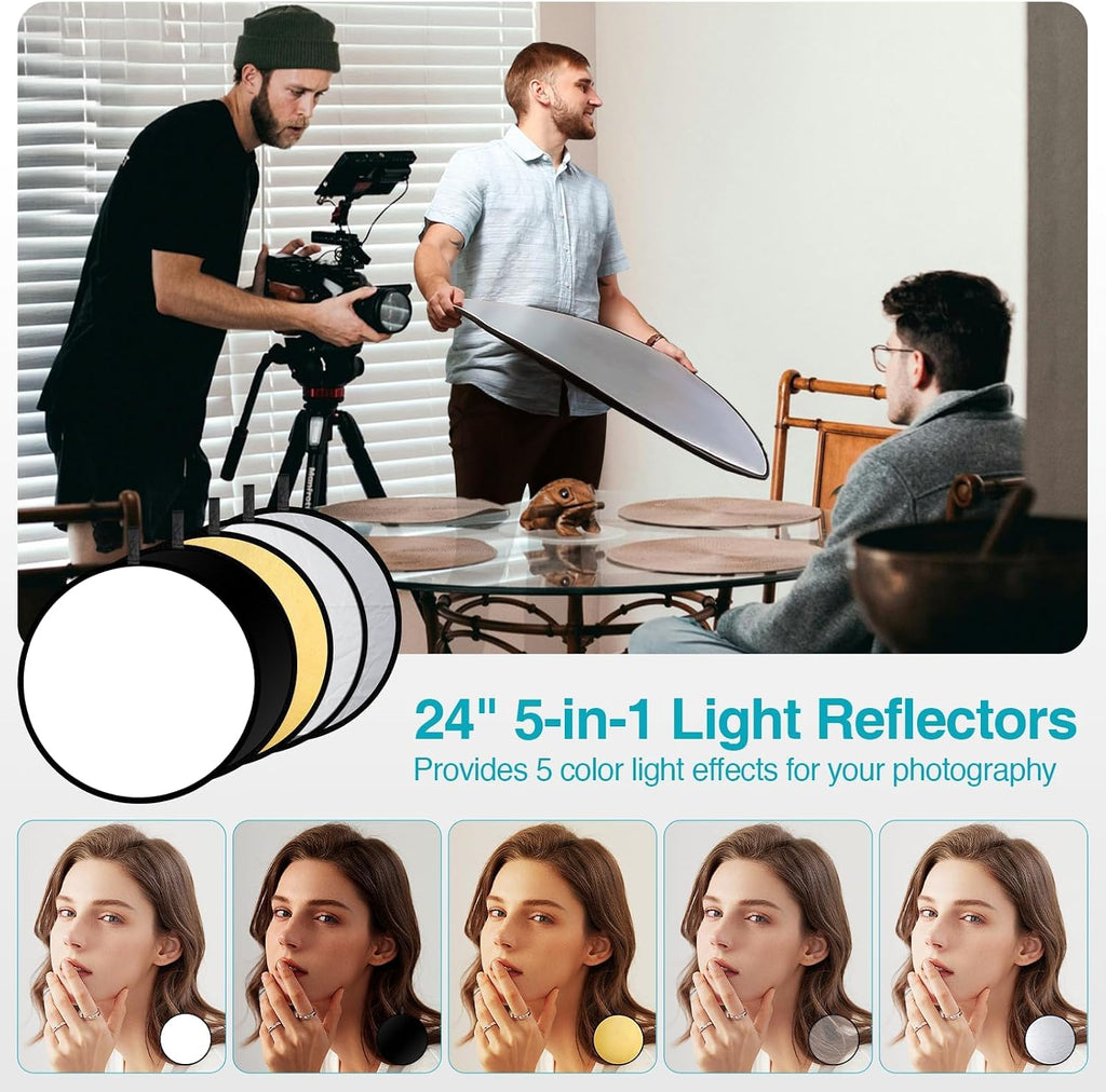 EMART 8.5 x 10 ft Backdrop Support System, Professional Photography Lighting Kit with 5500K 50W LED, 6 * 9ft Backdrop *3, Reflector,Umbrellas&Softbox Lighting Kit for Studio, Portrait, Video Shooting