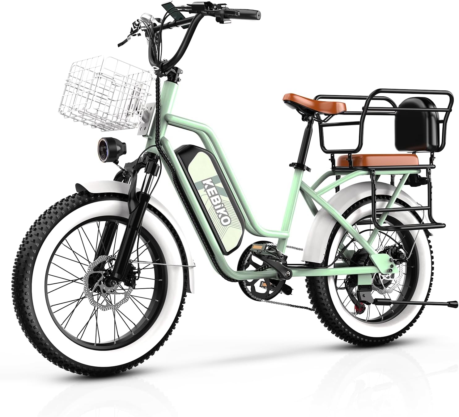 Electric Bike for Adults, 20'x 4' Fat Tire 35MPH Cargo Ebike with Seat, 1450W Peak 2 Seater Commute Bike with 48V 20AH Removable 960WH Battery, 80 Miles Max Range 7-Speed Step-Thru Electric Bicycle