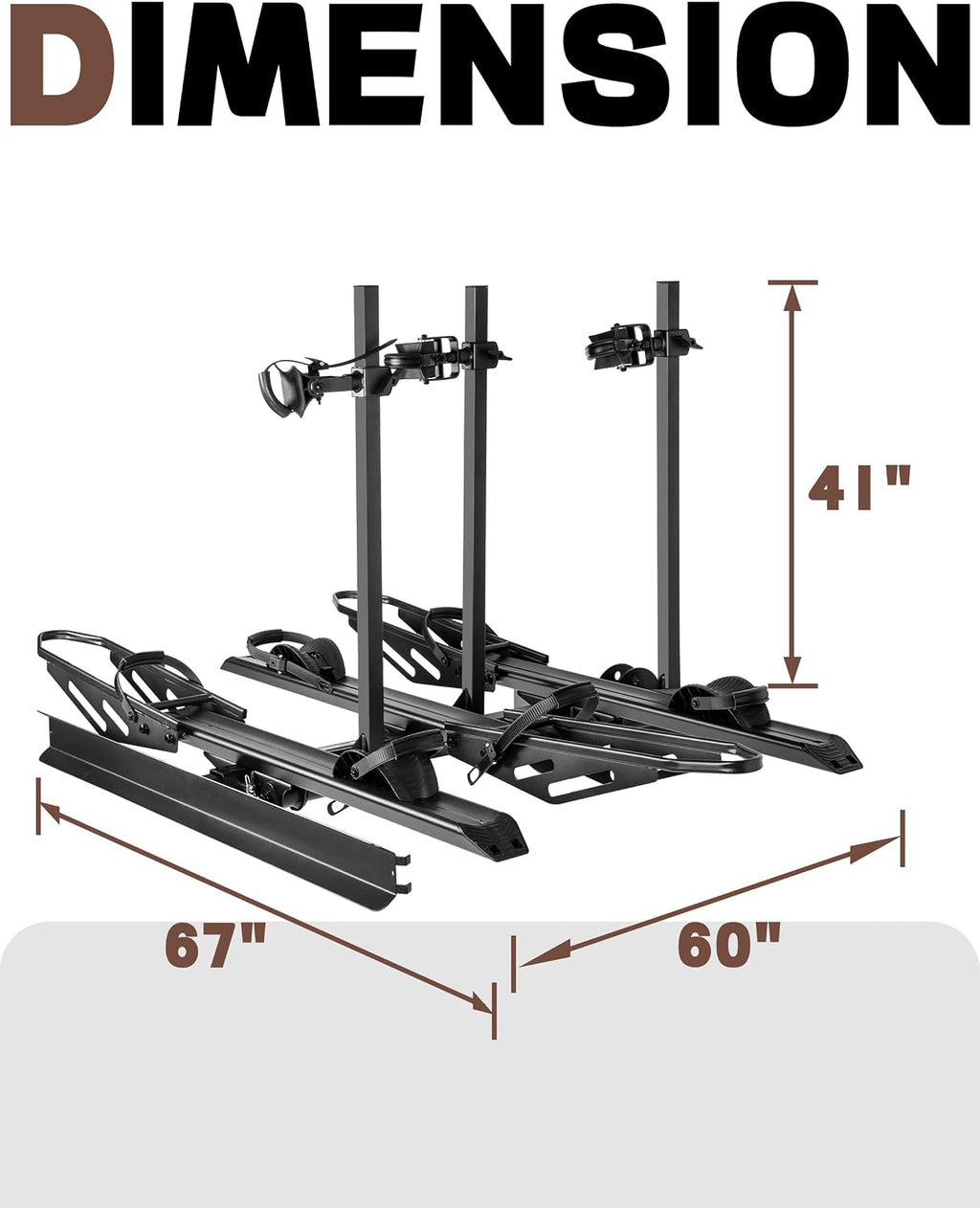 RokRack T One Foldable 3-Ebike Rack with Ramp, 250 lbs Capacity, Hitch Mount Electric Bike Rack, Fits up to 5' Fat Tire Width and 50' Wheelbase, Ebike Carrier Rack for 2' Receiver for Cars SUVs Vans