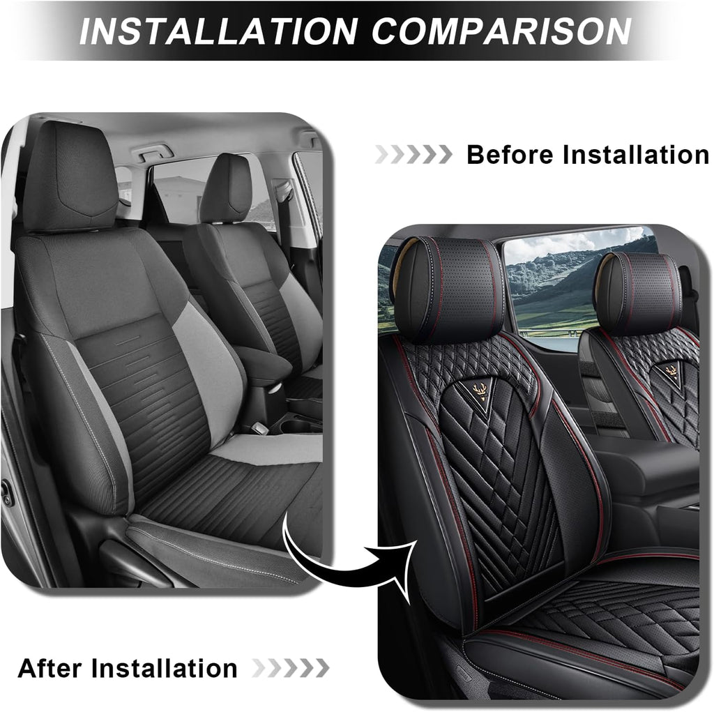 Dodge Ram Truck Seat Covers Custom for 2002-2026 1500 2002-2026 2500/3500 Crew Double Mega Quad Cab Bighorn Laramie Tradesman Classic Front Seat Covers Protectors(Standard 2 Seats/Black Red)