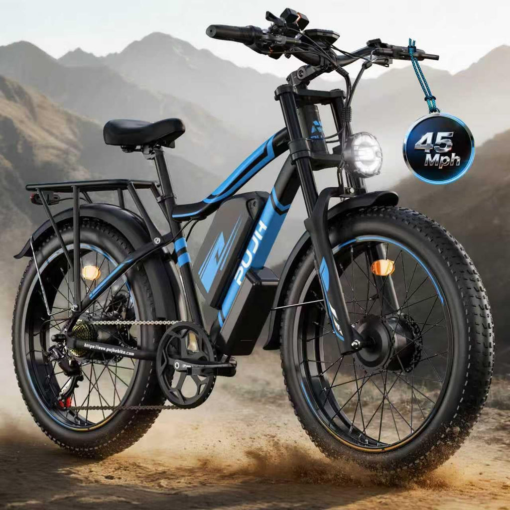 6000W Dual Motor Electric Bike, Ebikes for Adults Max 38-50MPH Up to 100 Miles Range, 60V 20Ah Removable Battery with 24/26' Fat Tire Electric Bicycles for Men Women, E-Bike for All Terrain PU2