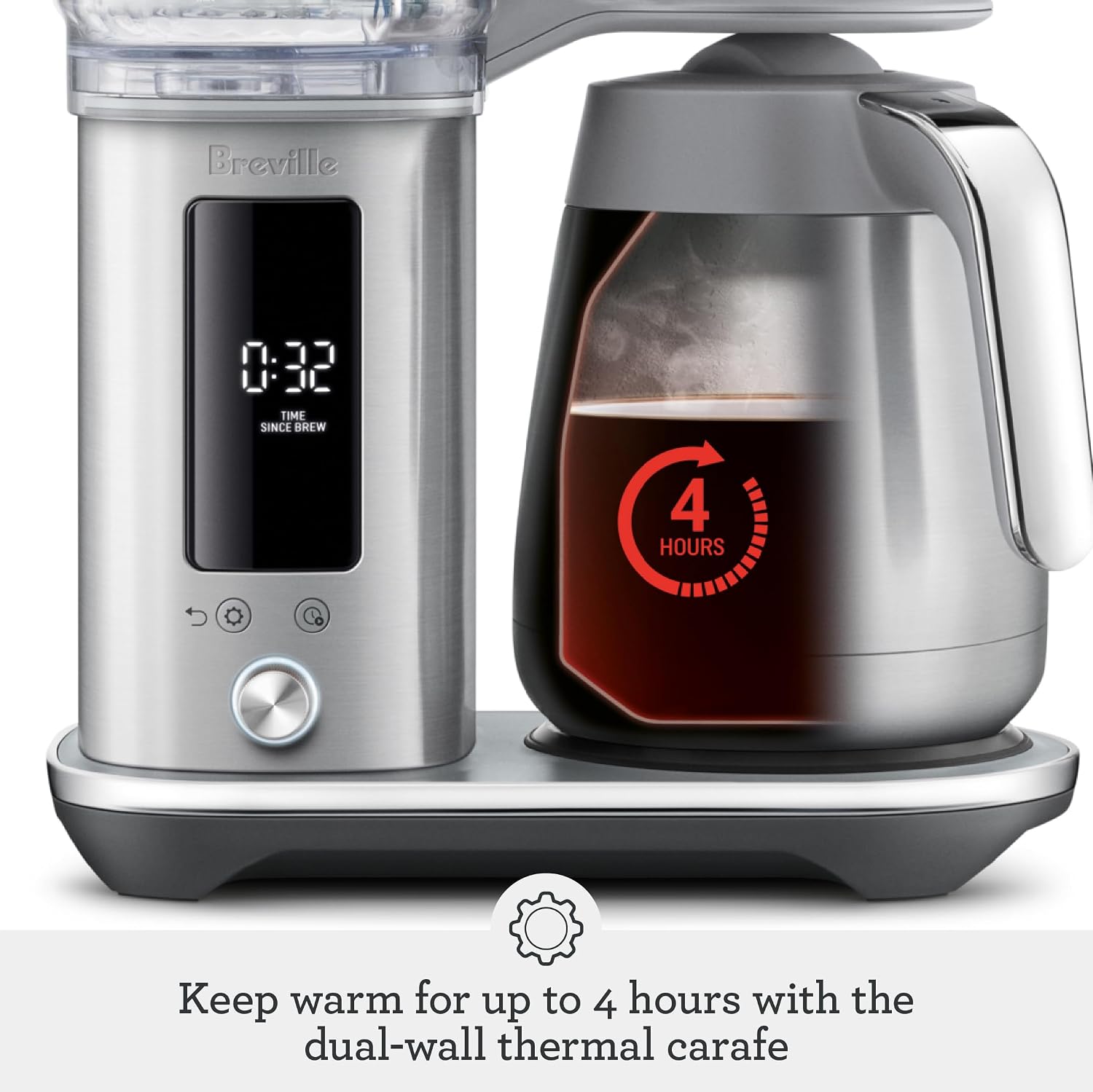 Breville Luxe Drip Coffee Machine BDC465BSS, Brushed Stainless Steel, Thermal Carafe