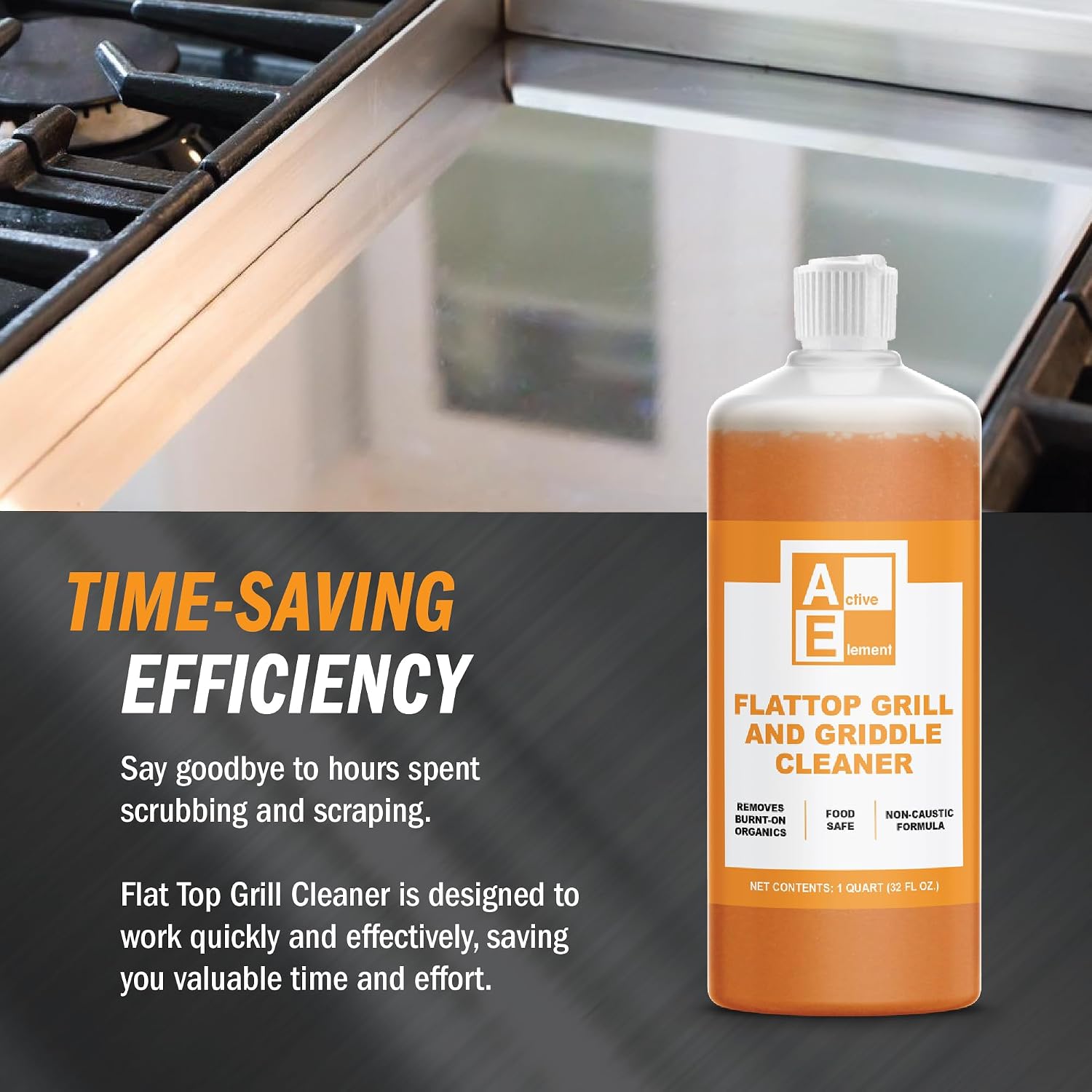 Flat Top Grill Cleaner – 32 fl oz (Pack of 12) | Griddle Cleaner, Food Safe, Non-Caustic, Removes Burnt-On Residue, Blackstone Compatible