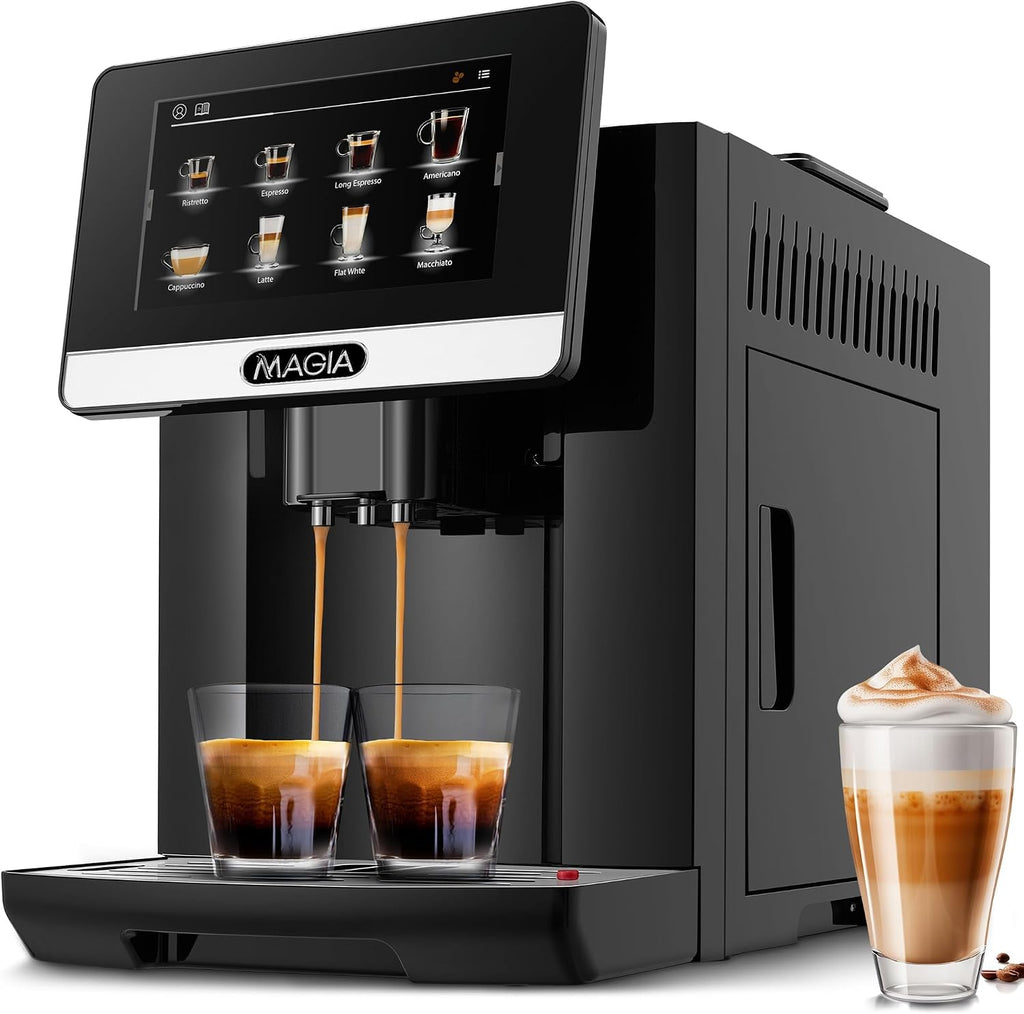 Zulay Magia Fully Automatic Espresso Machine With Grinder - 19 Customizable Coffee Options - Auto-Cleaning For Easy Maintenance - Milk-Foam System For Latte, Cappuccino - New Silver (13.8x18x9.4)