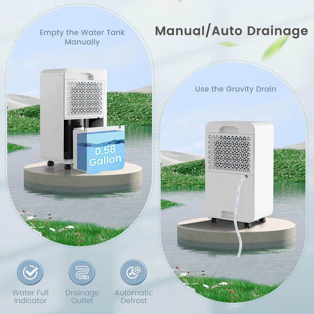 ARLIME 2500 Sq. Ft Dehumidifiers for Home, 32 Pints Smart Dehumidifier with Drain Hose, 3-Color Indicator Light with Auto Defrost & Child Lock, Dehumidifier for Bedroom, Basement, Garage, Bathroom