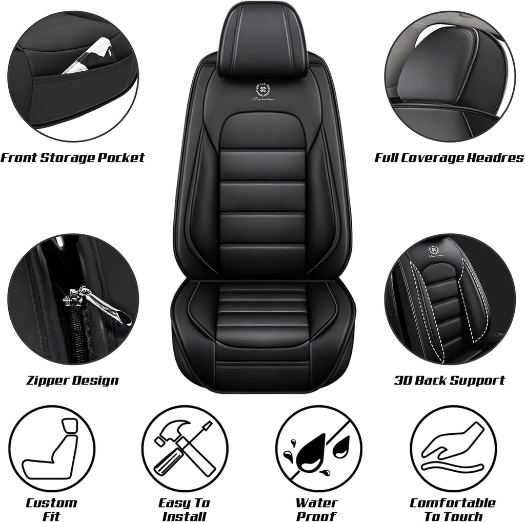 Car Seat Covers for Chevrolet Chevy Avalanche 2007-2013, Leather Auto Seat Cover Luxury Cushions Waterproof Seat Protectors (Black,Front Set)