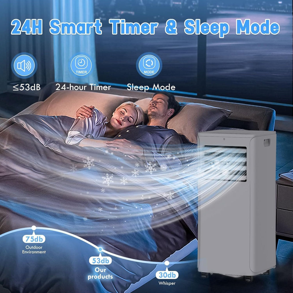 12,000 BTU Portable Air Conditioner With Heat, Wifi 3-in-1 AC Unit with Dehumidifier & Fan, Quiet Operation for Bedroom, Cools up to 550 sq.ft, 24-Hour Timer, Remote & Window Installation Kit