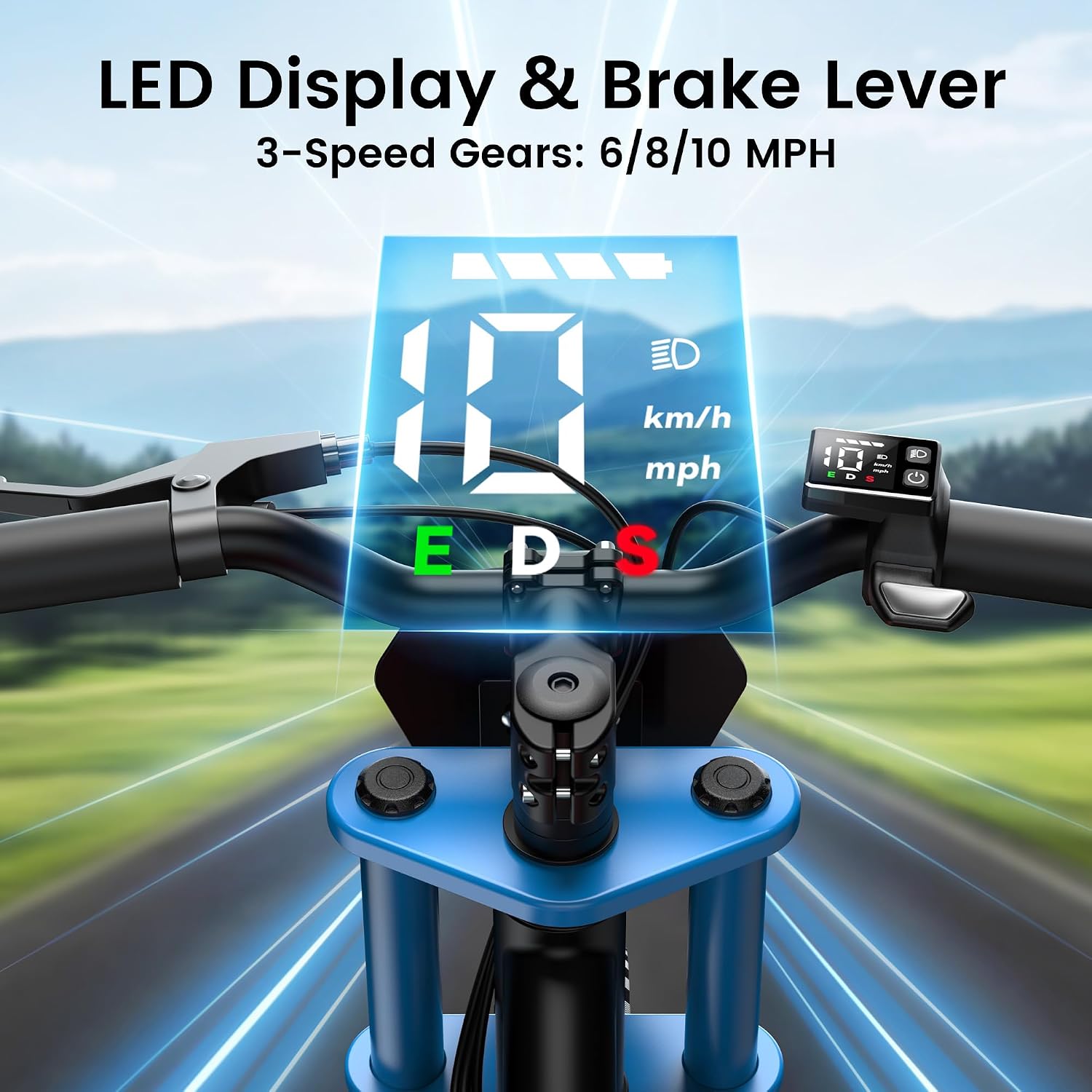 Gyroor S1 Kids Electric Balance Bike, 200W Motor 3 Speeds up to 10 MPH, 12-Inch Pneumatic Tires, 7-Color Rear Fender LED Taillight, Drum Brake, UL2272 Certified, for Ages 3-6, Blue-DCC