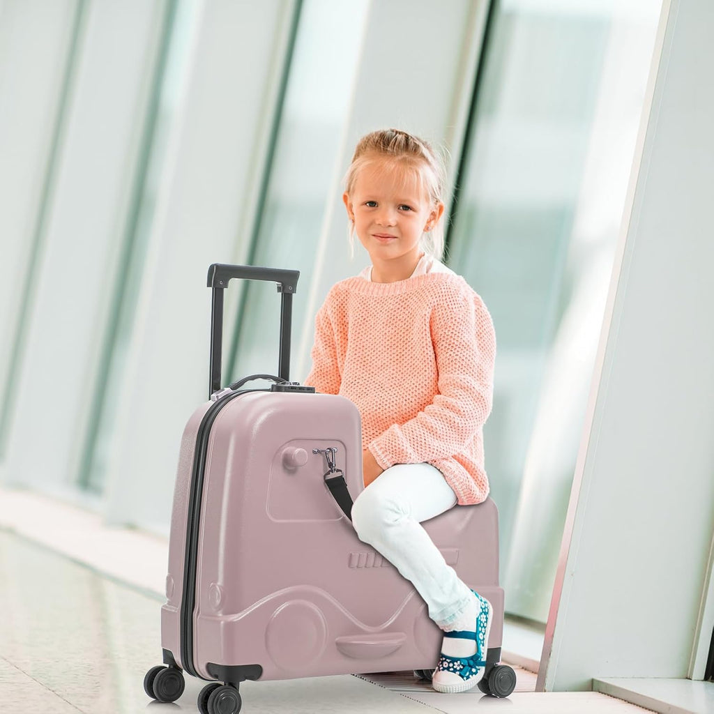 Apelila Checked Luggage for Kids - 24 Inch Ride On Suitcase, Airplane Travel Trunk with Wheels, Pull Along Carry On Storage for Boys & Girls Ages 2-8, Ideal for 3-5 Day Trips, Check-In Only
