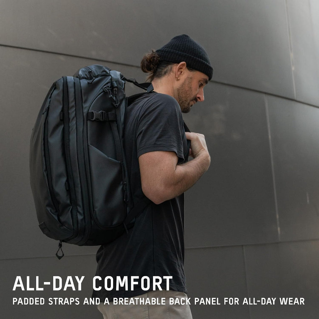 WANDRD TRANSIT Travel Backpack (35L): Expandable Carry-On Travel Backpack – Weather-Resistant, Laptop Compartment, Dual Side Access & Camera Cube Compatible Adventure Bag