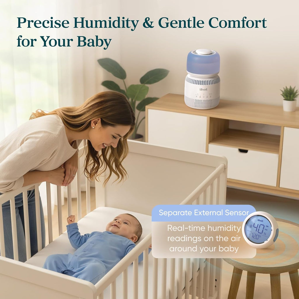 LEVOIT Evaporative Humidifiers for Bedroom Baby, Dual Air and Water Filters, Separate Sensor, Blue Light Free for Nursery Nightlight, Auto Dry, Smart Control & Alexa, Auto Mode, 3.8L Tank for 36H