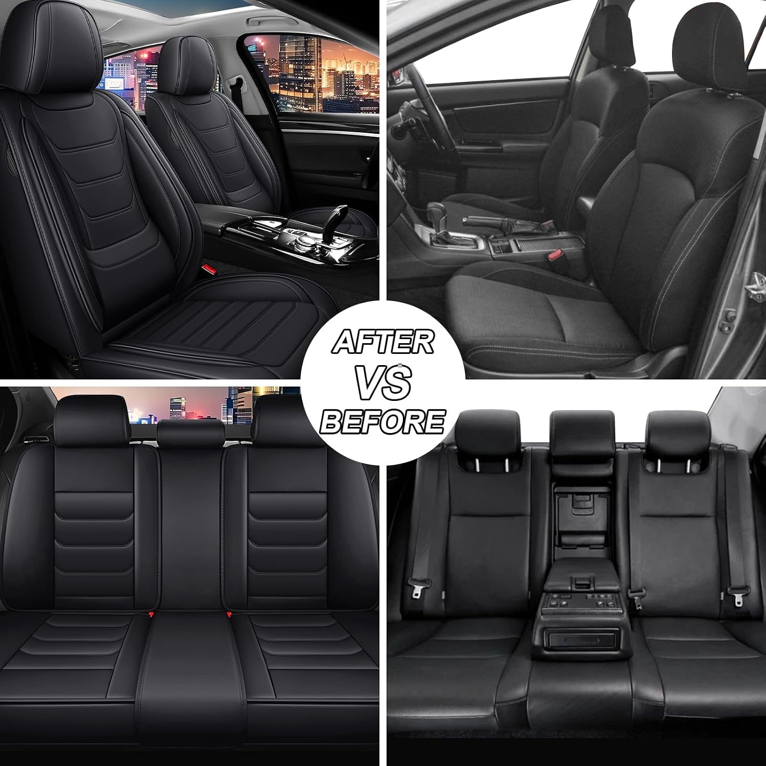 Car Seat Cover Full Set for Buick Envista Seat Covers 2024-2025, Nappa Leather Waterproof Seat Covers for Cars, Airbag Compatible, Universal Automotive Seat Covers (Standard 2 Seats/Black)