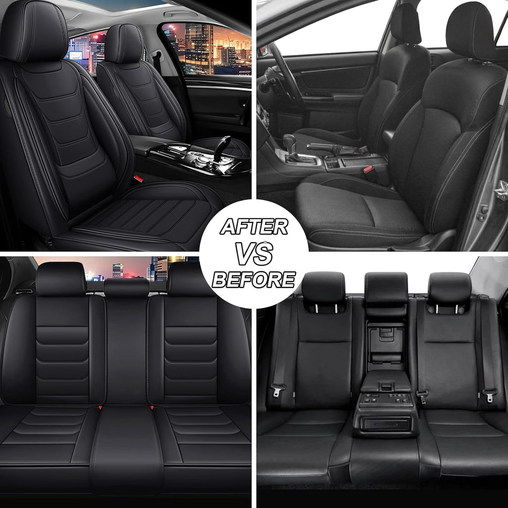 Car Seat Cover Full Set for Buick Envista Seat Covers 2024-2025, Nappa Leather Waterproof Seat Covers for Cars, Airbag Compatible, Universal Automotive Seat Covers (Standard 5 Seats/Black)