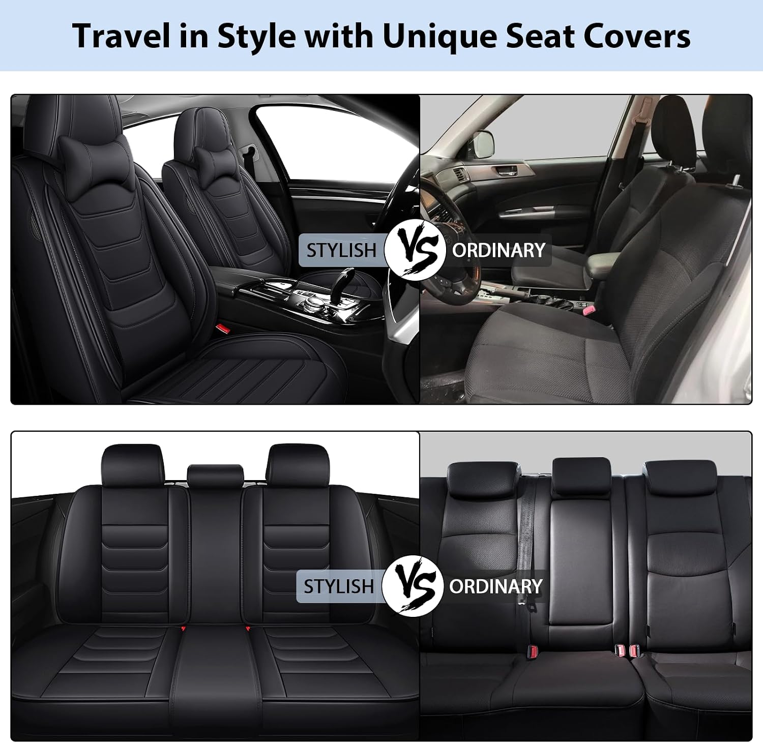 Fit for Lexus GX 460 2010-2023 Custom Seat Covers, PU Leather Car Seat Covers, Full Coverage Protection, Thick Cushioning Seat Protectors(Luxury Full Set/Black)