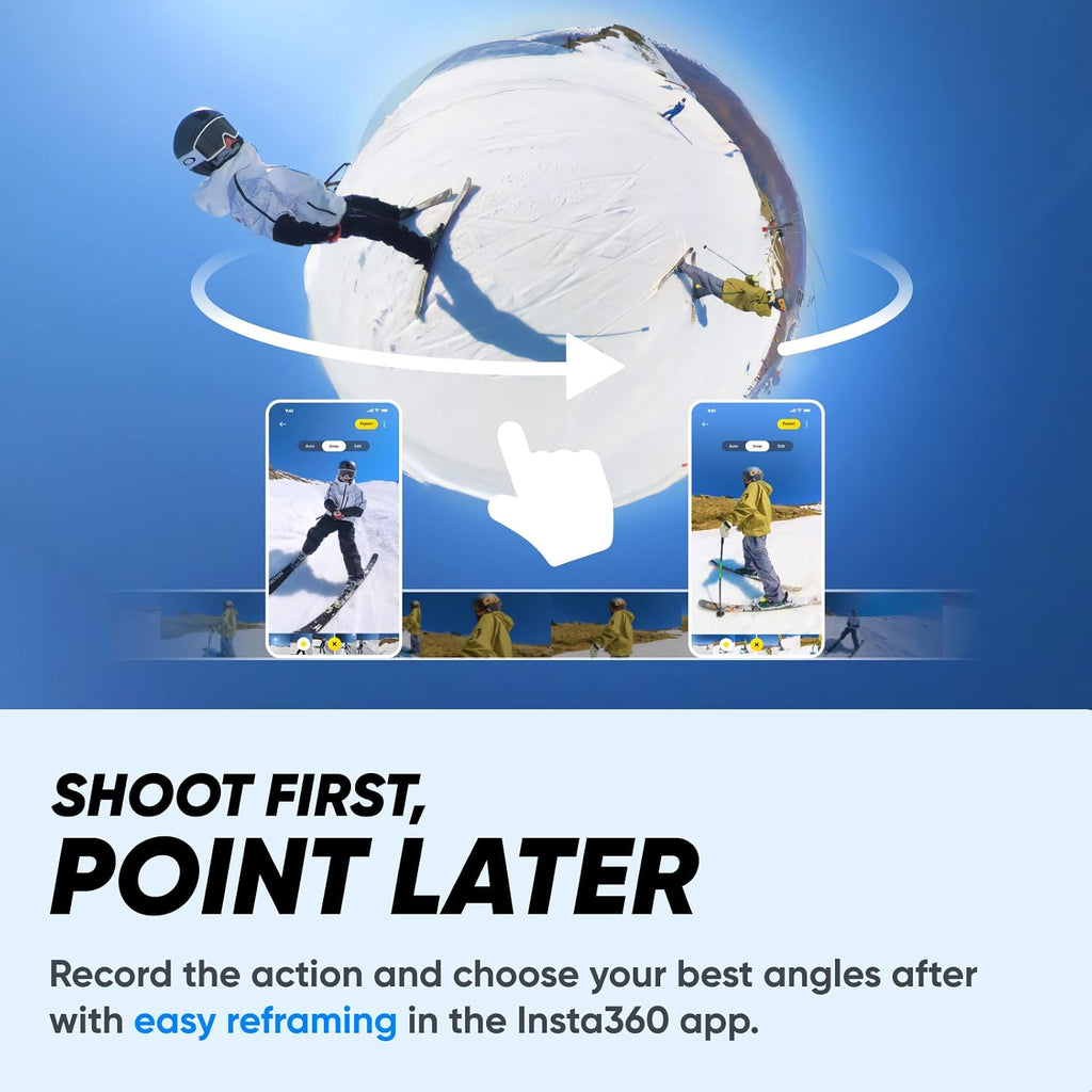 Insta360 X3 Snow Kit (New Version) - 360 Action Camera with 5.7K 360 Active HDR Video, 4K Single-Lens Camera, Waterproof, FlowState Stabilization, 2.29' Touchscreen, AI Editing, Wintersports