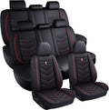 Car Seat Covers 8 Seats for Ford Expedition 2005-2025, Waterproof Durable Leather Vehicle Cushion Covers, Breathable Full Coverage Seat Protector(Standard,Black Red)