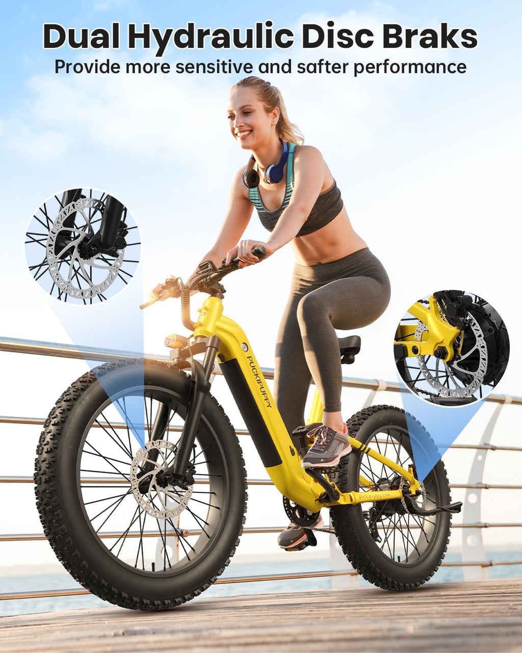 PUCKIPUPPY Electric Bike for Adults 960W, 48V 20AH Battery Electric Bicycles, 26' x 4' Fat Tire Full Suspension Step-Thru Ebike, 28MPH Electric Mountain Bike, 7 Speed, 80Miles Range-BoxerST