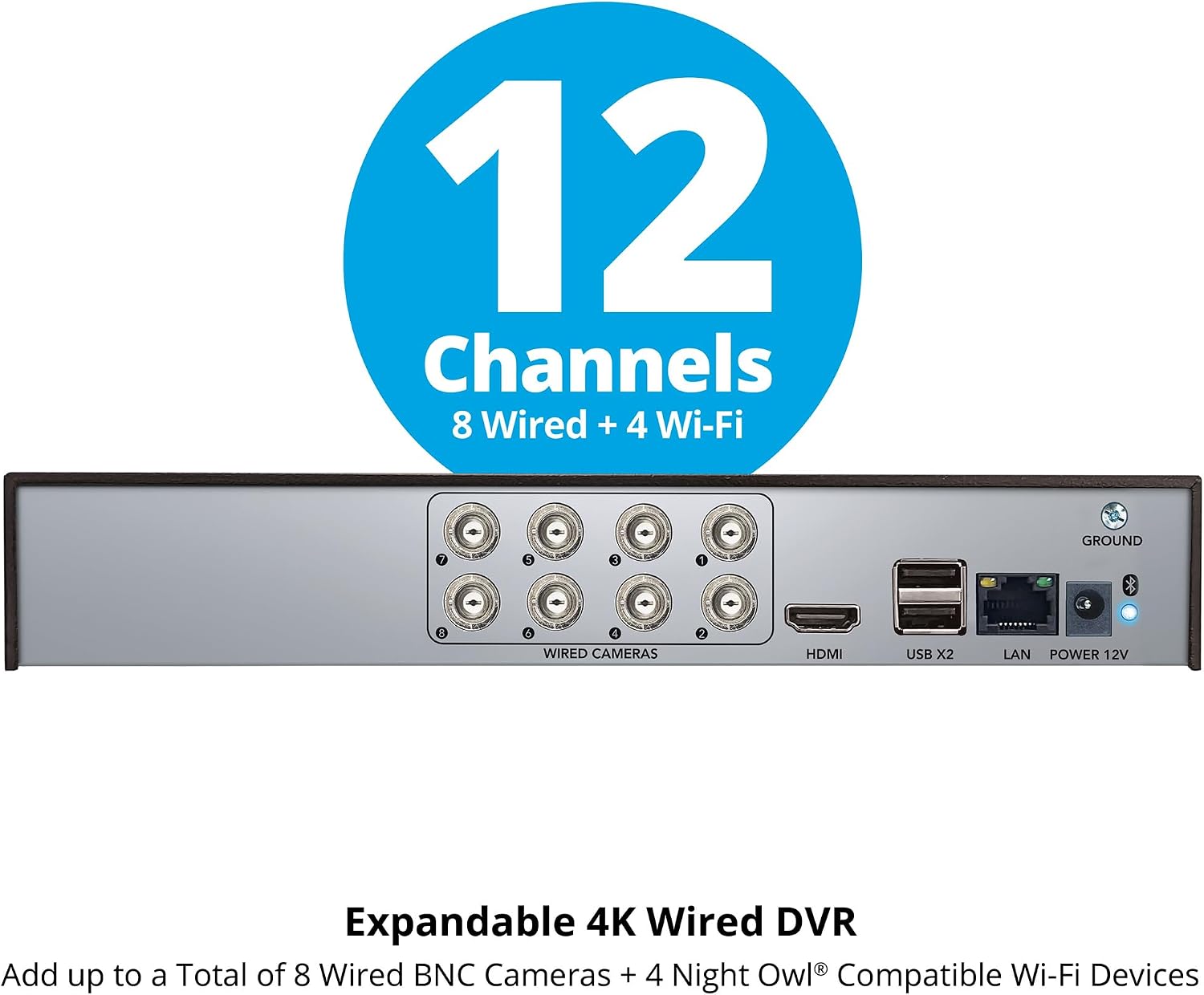 Night Owl 2-Way Audio 12 Channel DVR Video Home Security Camera System with (4) Wired 4K HD Indoor/Outdoor Deterrence Cameras and 2TB Hard Drive (Add up to 4 Wi-Fi Cameras) (4 Camera)