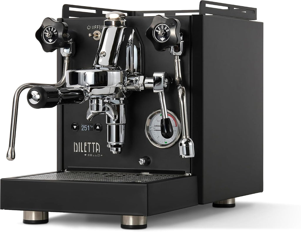Diletta Bello+ Espresso Machine | E61 | PID Temperature Control | Shot Timer | Programmable Preinfusion | Handmade In Italy (Black)