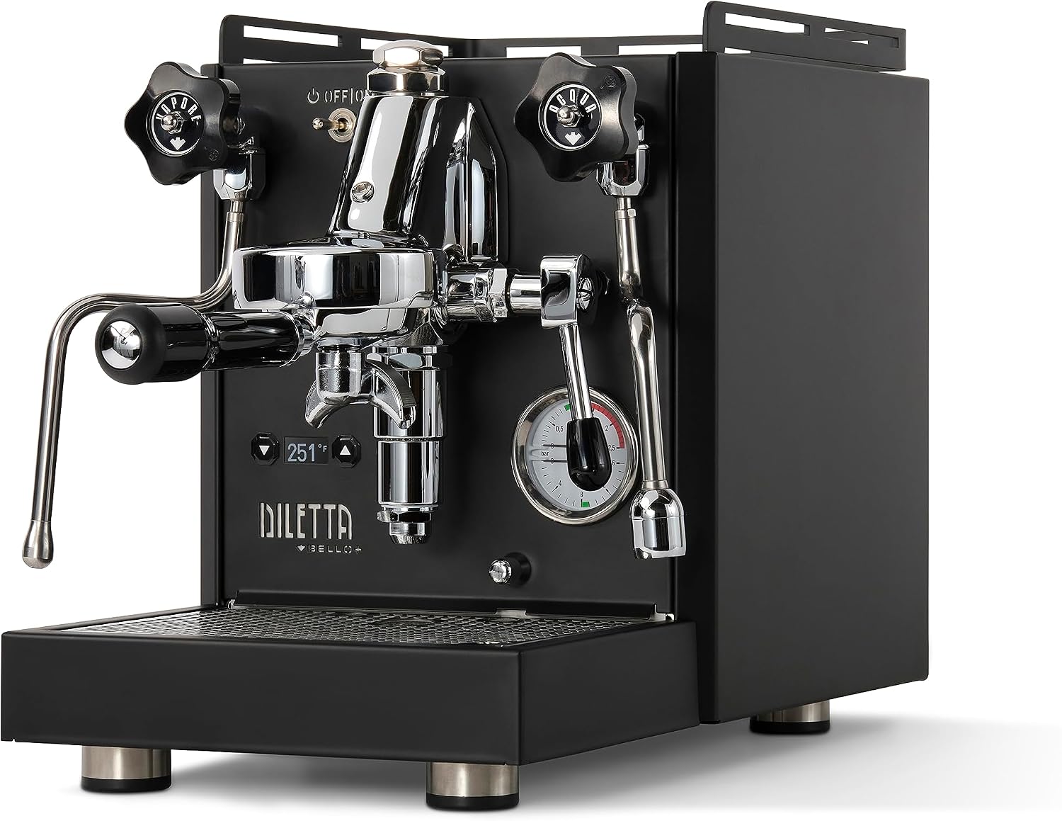 Diletta Bello+ Espresso Machine | E61 | PID Temperature Control | Shot Timer | Programmable Preinfusion | Handmade In Italy (Black)