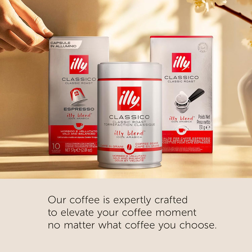 illy Coffee ESE Capsules, Classico Medium Roast Coffee Pods, 100% Arabica, Premium Italian Blend, Single Serve 18 Count, 12 Pack