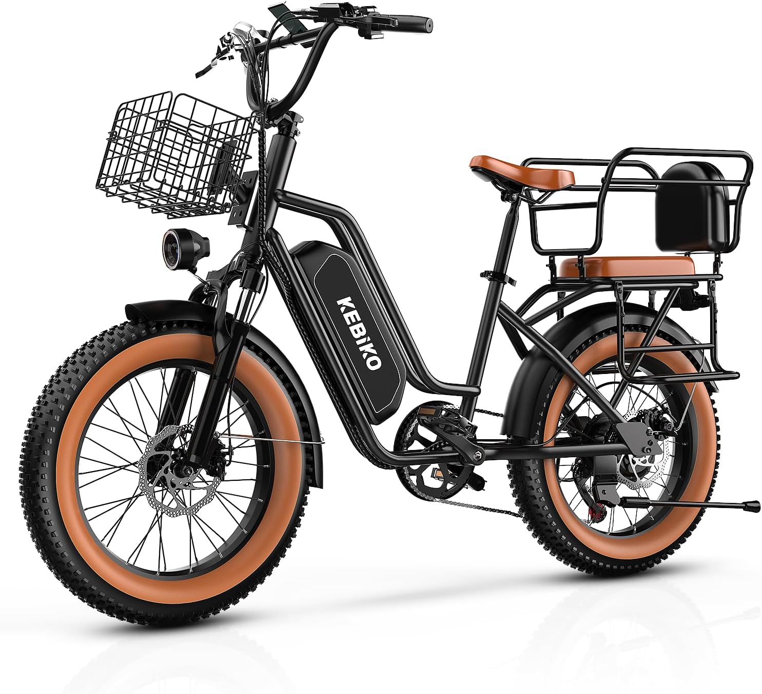 Electric Bike for Adults, 20'x 4' Fat Tire 35MPH Cargo Ebike with Seat, 1450W Peak 2 Seater Commute Bike with 48V 20AH Removable 960WH Battery, 80 Miles Max Range 7-Speed Step-Thru Electric Bicycle