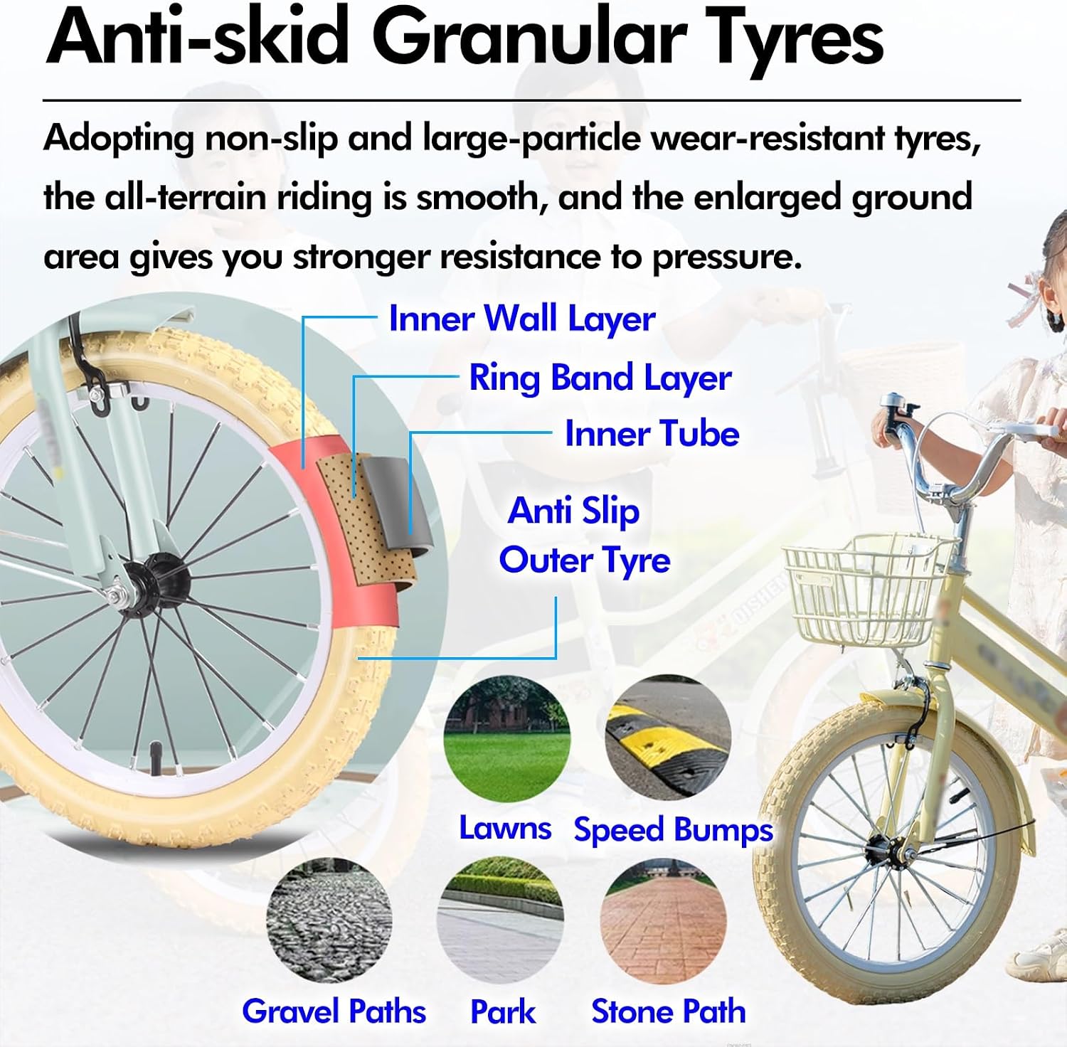 SRNSAEB Pink Gray Green Yellow 3-Wheel Bikes Carrying Passengers, Three Wheel Cruiser Bike Two-Seater Children Tricycle, Double Twins Toy Bicycle with Adjustable Height Seats & Handle(Pink,16in)