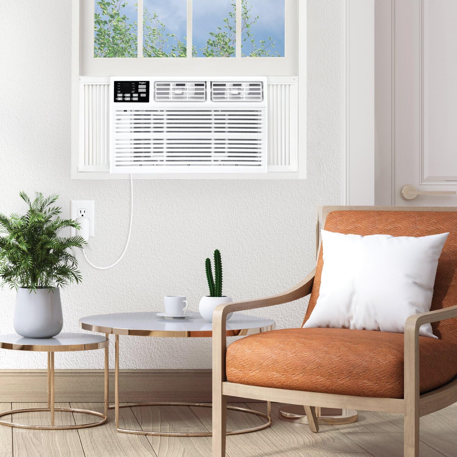 Whirlpool 10,000 BTU Window Air Conditioner with Dehumidifier, 115V, Window AC for Rooms up to 450 Sq. Ft., Living Room, Bedroom, or Kitchen, with Remote Control, Digital Display, and 24H-Timer, White