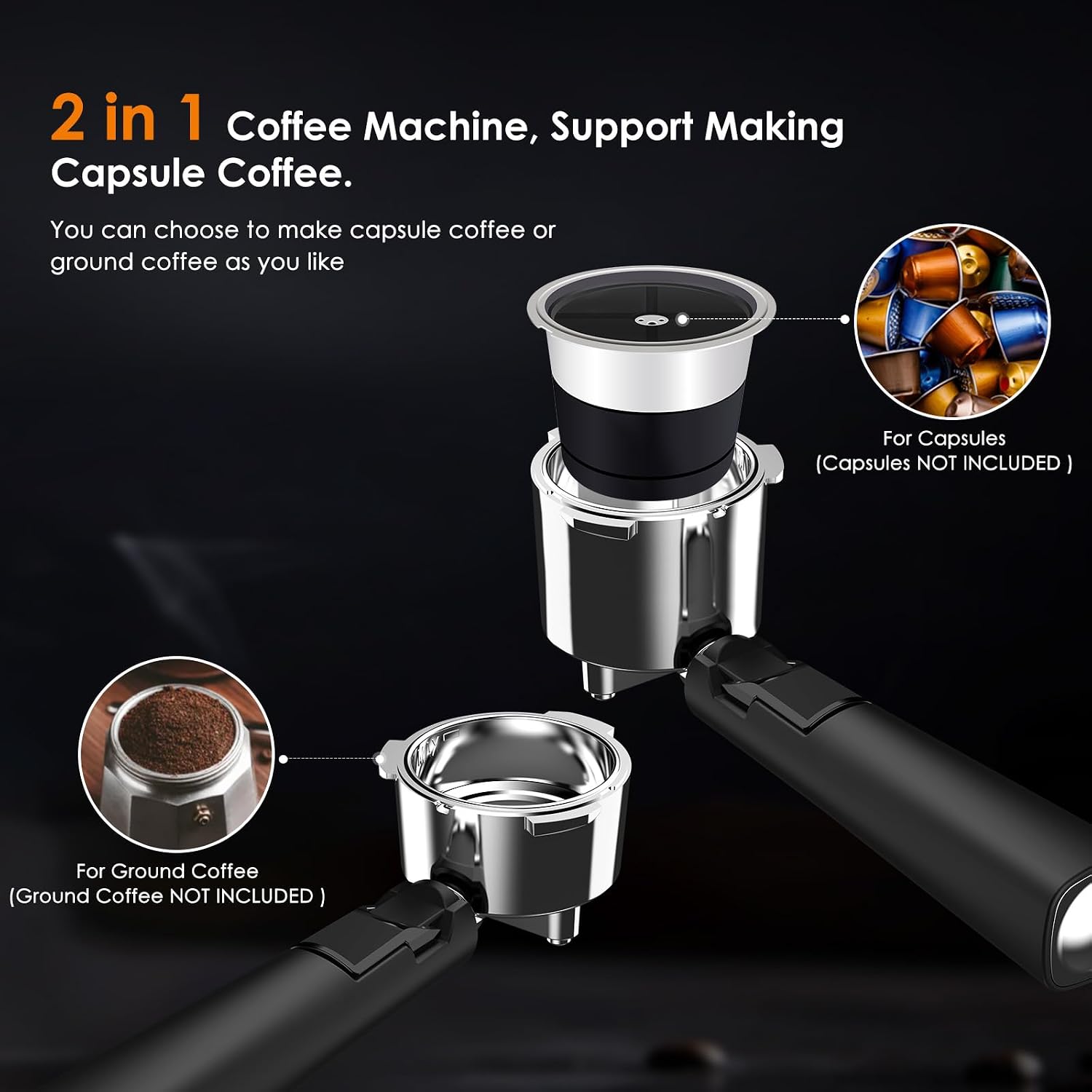 COWSAR Commercial Espresso Machine 20 Bar, Compact Espresso Maker with Milk Frother Steam Wand, Expresso Coffee Machines with 45 OZ Removable Water Tank for Cappuccino, Latte, Home