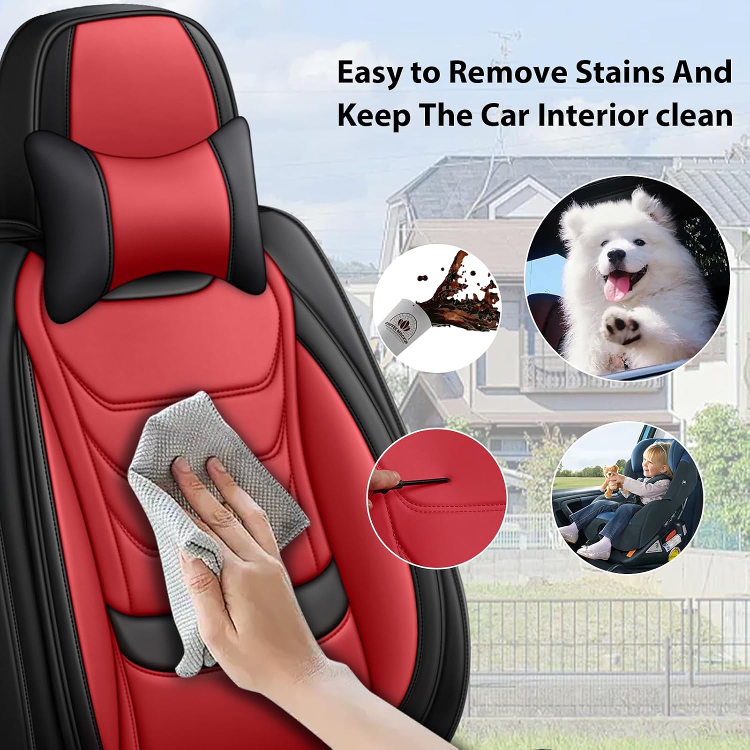 Fit for Jeep Gladiator 2020-2025 Custom Seat Covers, PU Leather Car Seat Covers, Full Coverage Protection, Thick Cushioning Seat Protectors(Luxury Full Set/Black Red)