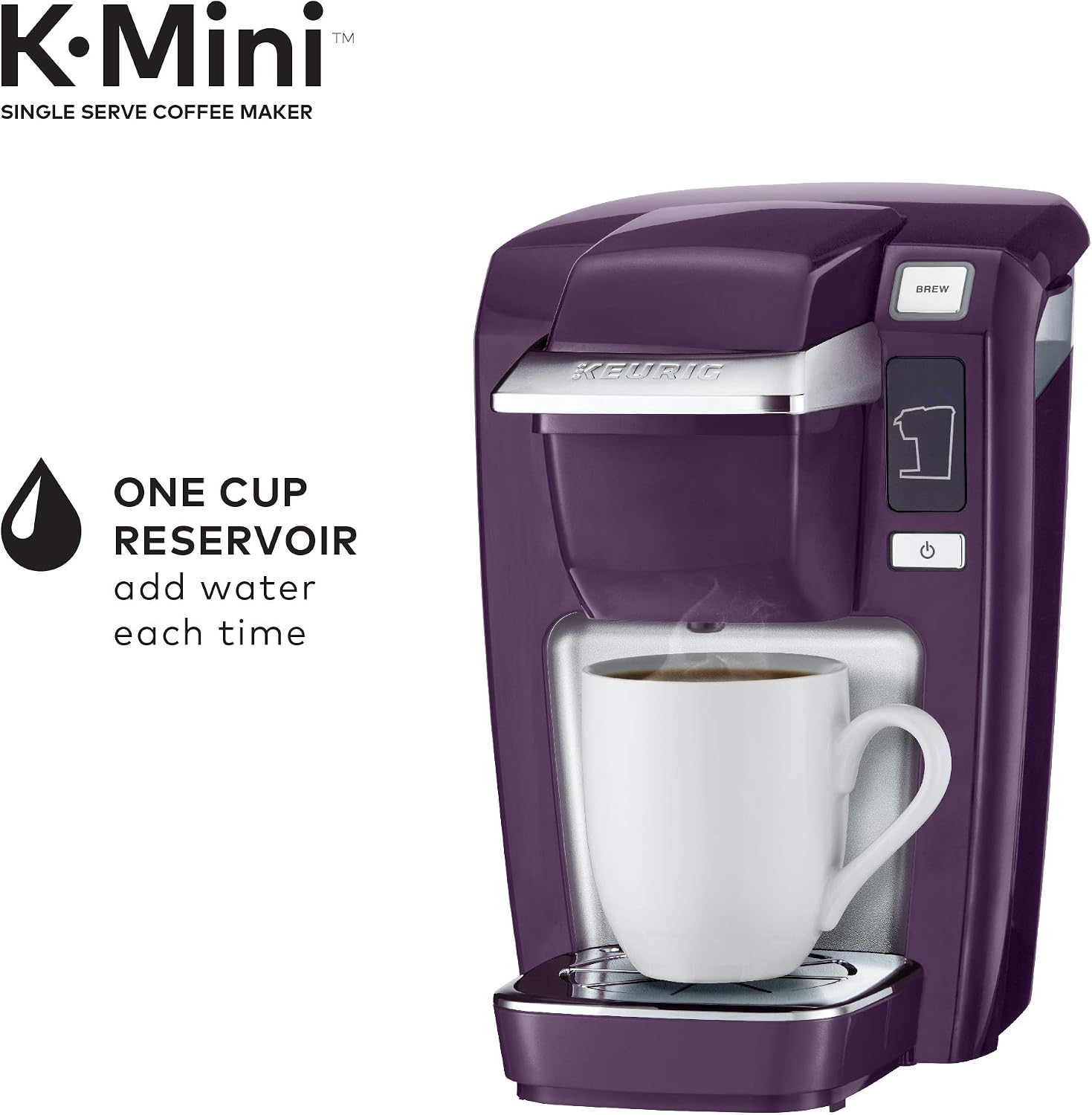 Keurig K15 Coffee Maker, Single Serve K-Cup Pod Coffee Brewer, 6 to 10 Oz. Brew Sizes, Black Plum