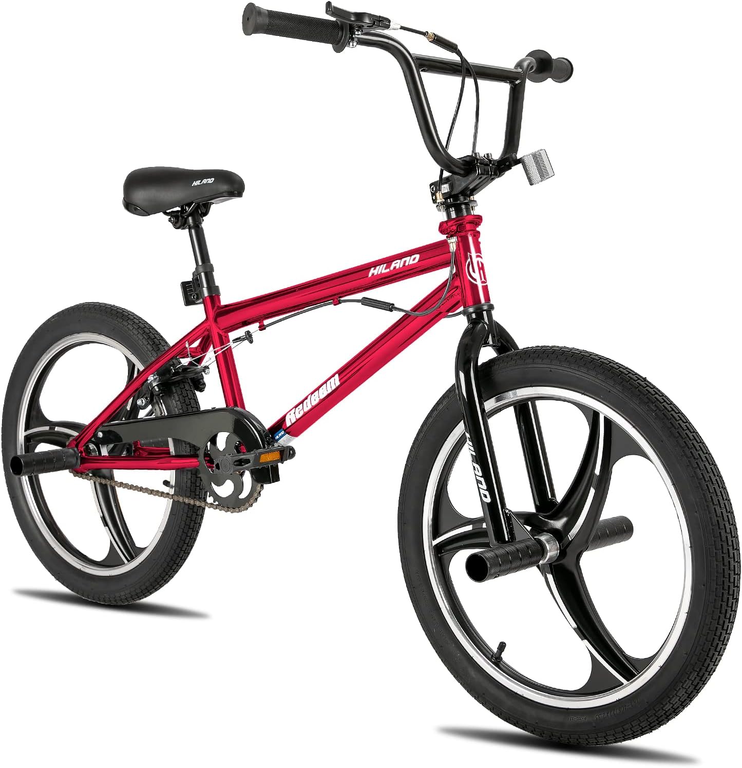Hiland 20 Inch 3 5 Spoke Kids BMX Bike for Boys Girls Ages 5-12, 360 Degree Rotor Freestyle, 4 Pegs Single Speed Kid's BMX Bicycle, Multiple Colors