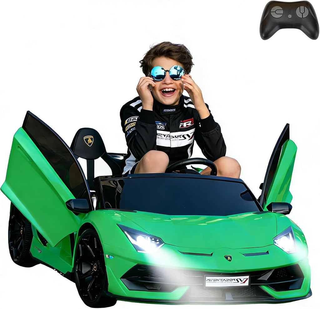 2-Seater Ride on Car 24V Electric Lamborghini for Kids High Speed 13km/h Drift Sports Car with PU Leather Seats w/Adjustable Safety Belt, 2 Speeds Mode, Music, Gifts for Children