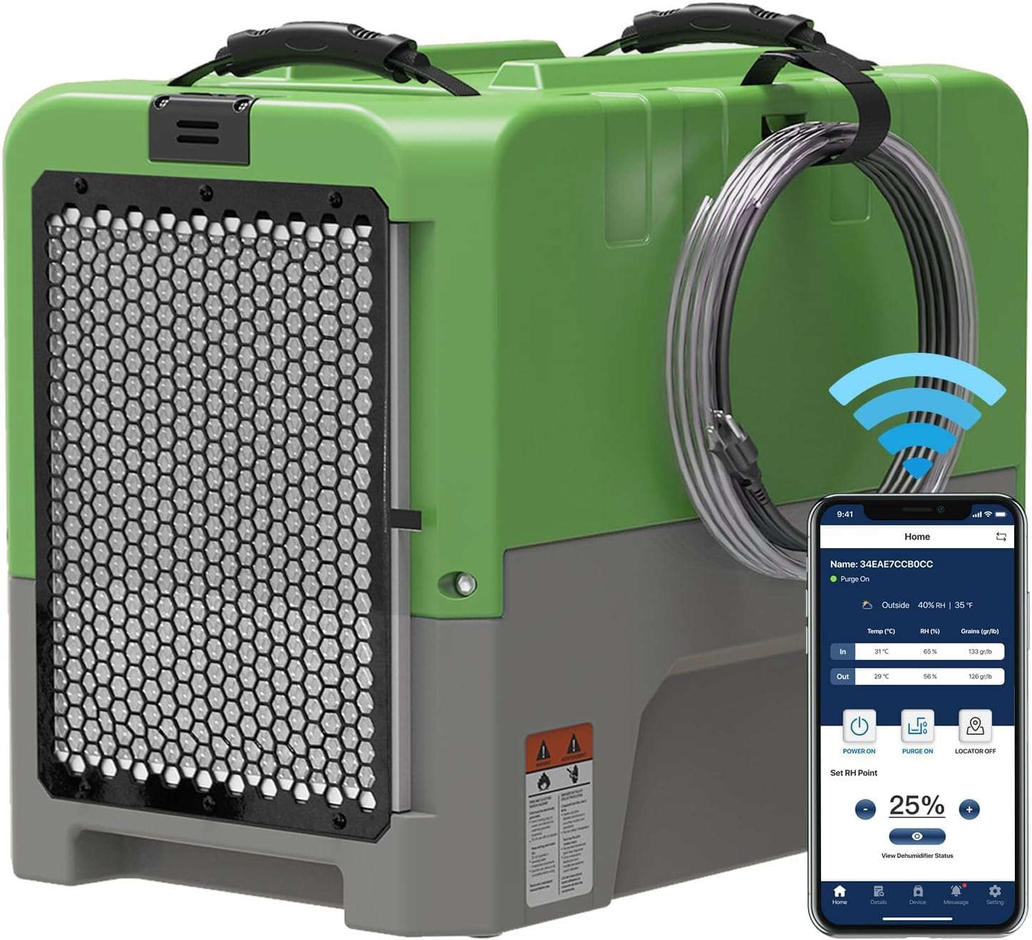 ALORAIR Smart WiFi LGR Commercial Dehumidifier 180 PPD (Saturation) with Hose, Industrial Dehumidifier with Pump, 6 Years Limited Warranty, cETL Listed, 85 PPD at AHAM, Flood Repair, Green