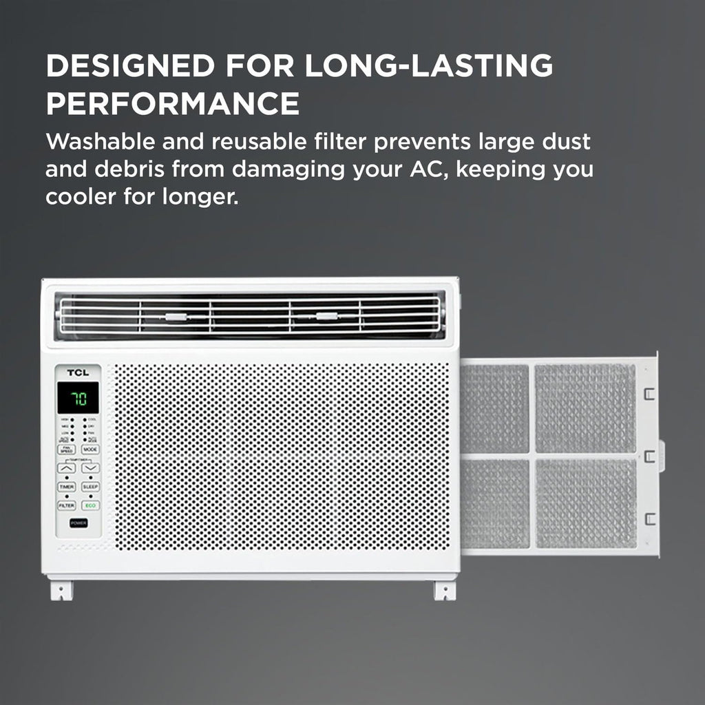 TCL 6,000 BTU Window Air Conditioner, Fan & Dehumidifier, 250 Sq. Ft., Remote Control, Easy-to-Use, Reusable Filter - H6W23W